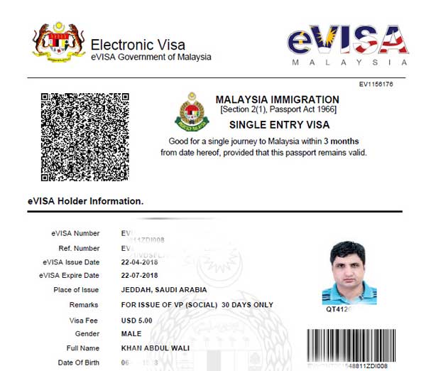 Malaysian E Visa For Pakistani