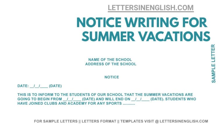 School Notice For Summer Vacation